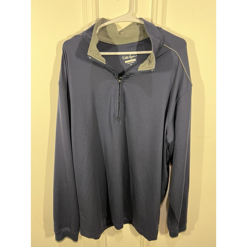 Walter Hagen Hydroproof Golf Pullover Mens XL Navy Blue 1/4 Zip Long Sleeve